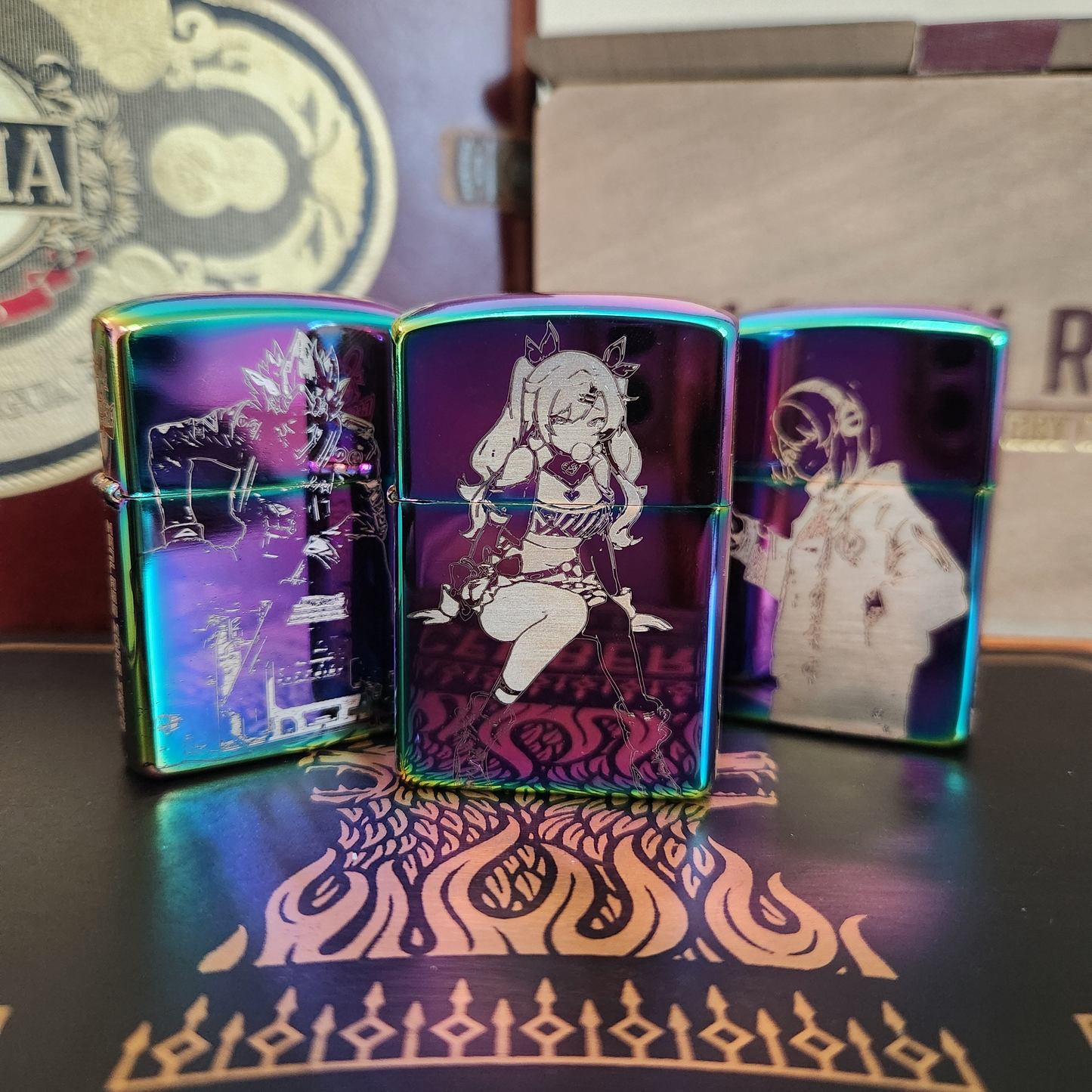 Zenless Zone Zero Cunning Hares Engraved Lighters - Anby, Nicole Demara & Billy Kid W/ Gentle House Logo