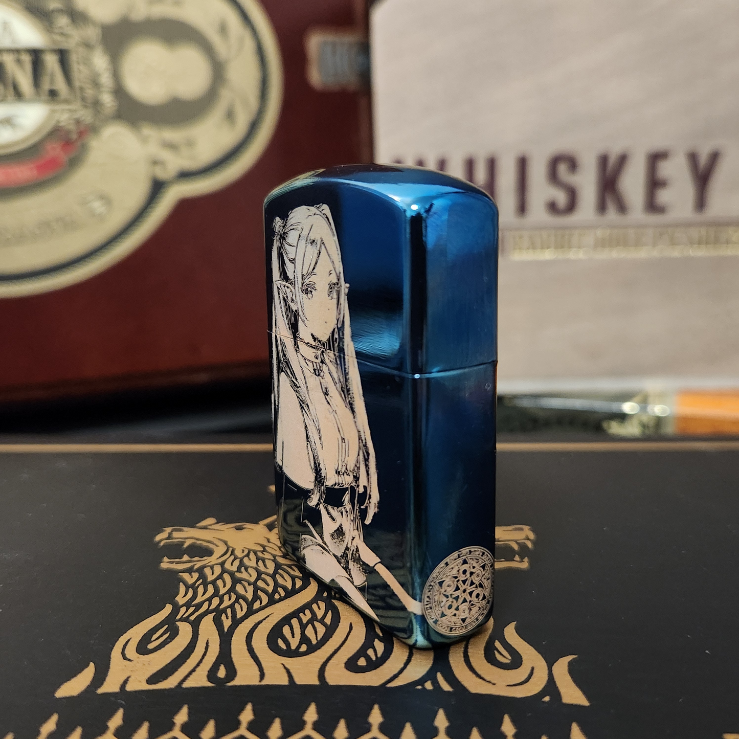 Frieren: Beyond Journey's End Engraved Windproof Lighter - Frieren With Magic Circle & Title Text